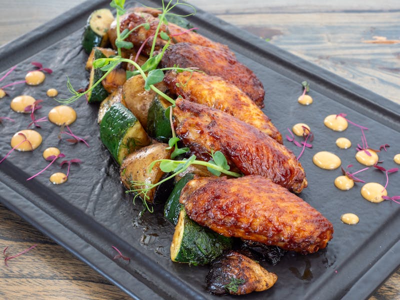 Colorful healthy bowl with fresh vegetables and grains
